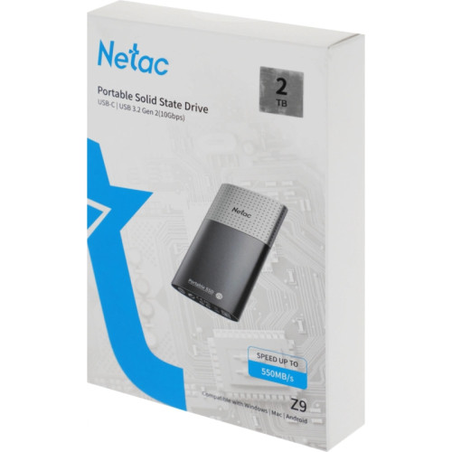Накопитель SSD Netac USB-C 2000Gb NT01Z9-002T-32BK Z9 1.8 Накопитель SSD Netac USB-C 2000Gb NT01Z9-002T-32BK Z9 1.8