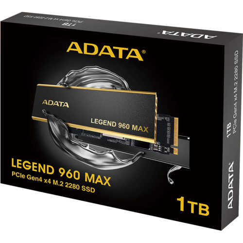 Твердотельный накопитель/ ADATA SSD LEGEND 960 MAX, 1000GB, M.2(22x80mm), NVMe 1.4, PCIe 4.0 x4, 3D NAND, R/W 7400/6000MB/s, IOPs 730 000/610 000, DRAM buffer 1000MB, TBW 780, DWPD 0.43, with BIG Heat Spreader (5 лет)