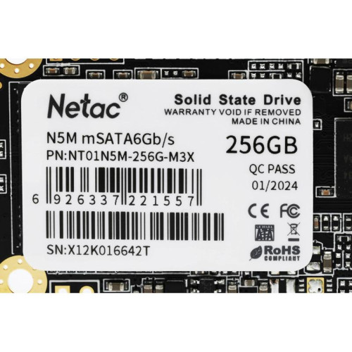 Твердотельный накопитель Netac SATA-III 256GB NT01N5M-256G-M3X N5M mSATA [NT01N5M-256G-M3X]