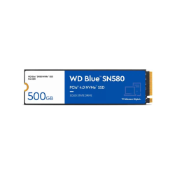 Твердотельный накопитель/ WD SSD Blue SN580 NVMe, 500GB, M.2(22x80mm), NVMe, PCIe 4.0 x4, 3D TLC, R/W 4000/3600MB/s, IOPs 450 000, TBW 300, DWPD 0.32 (12 мес.)