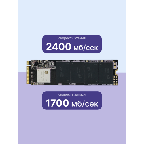 Твердотельный накопитель/ Kingspec SSD NE-512 2280, 512GB, M.2(22x80mm), NVMe, PCIe 3.0 x4, R/W 2400/1700MB/s, IOPs н.д./н.д., TBW 400, DWPD 0.69 (3 года)
