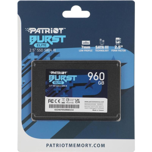 Твердотельный накопитель Patriot SATA-III 960GB PBE960GS25SSDR Burst Elite 2.5