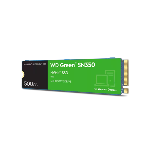 Твердотельный накопитель/ WD SSD Green SN350 NVMe, 500GB, M.2(22x80mm), NVMe, PCIe 3.0 x4, 3D TLC, R/W 2400/1650MB/s, IOPs 250 000/170 000, TBW 60, DWPD 0.1 (12 мес.)