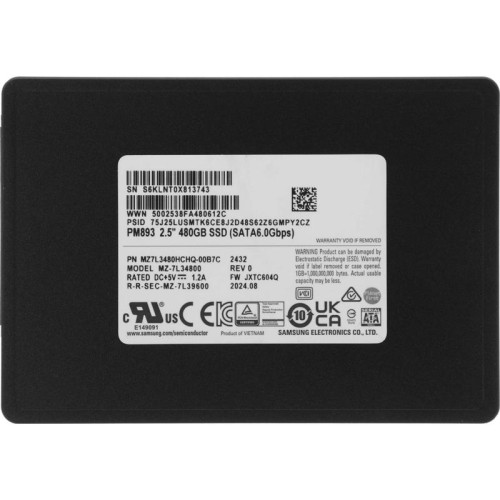 Твердотельный накопитель Samsung SATA-III 480GB MZ7L3480HCHQ-00B7C PM893 2.5