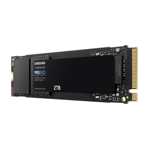 Твердотельные накопители Samsung SSD 990 EVO, 2000GB, M.2(22x80mm), NVMe 2.0, PCIe 4.0 x4, V-NAND TLC, R/W 5000/4200MB/s, IOPs 700 000/800 000, TBW 1200, DWPD 0.33 (12 мес.)