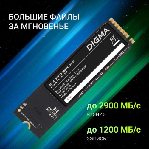 Твердотельный накопитель Digma PCIe 3.0 x4 256GB DGSM3256GP53T Mega P5 M.2 2280