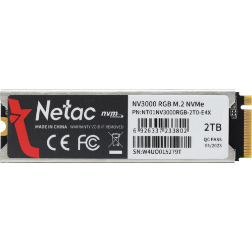Твердотельный накопитель Netac PCIe 3.0 x4 2TB NT01NV3000RGB-2T0-E4X NV3000 RGB M.2 2280 [NT01NV3000RGB-2T0-E4X]