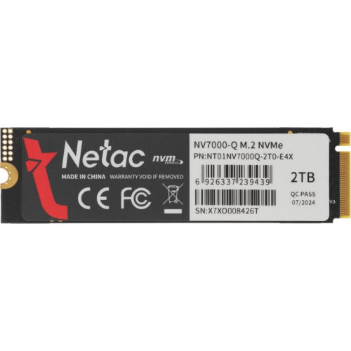 Твердотельный накопитель Netac PCIe 4.0 x4 2TB NT01NV7000Q-2T0-E4X NV7000Q M.2 2280 [NT01NV7000Q-2T0-E4X]