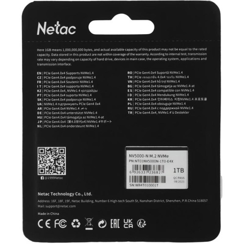 Твердотельный накопитель Netac PCIe 4.0 x4 1TB NT01NV5000N-1T0-E4X NV5000-N M.2 2280 [NT01NV5000N-1T0-E4X]
