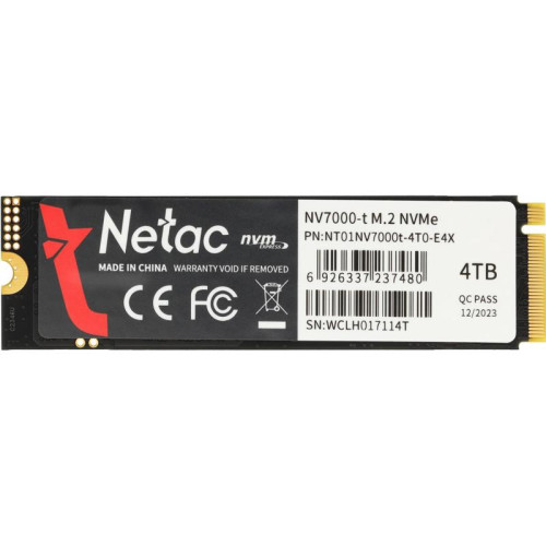 Твердотельный накопитель Netac PCIe 4.0 x4 4TB NT01NV7000T-4T0-E4X NV7000-t M.2 2280 1.91 DWPD [NT01NV7000T-4T0-E4X]