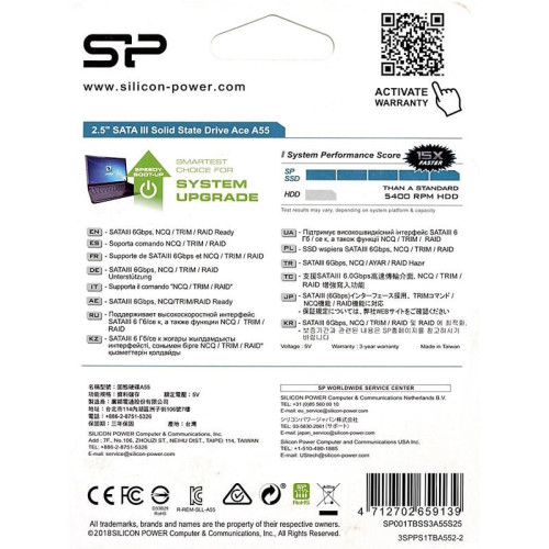Твердотельный накопитель Silicon Power SATA-III 1TB SP001TBSS3A55S25 Ace A55 2.5