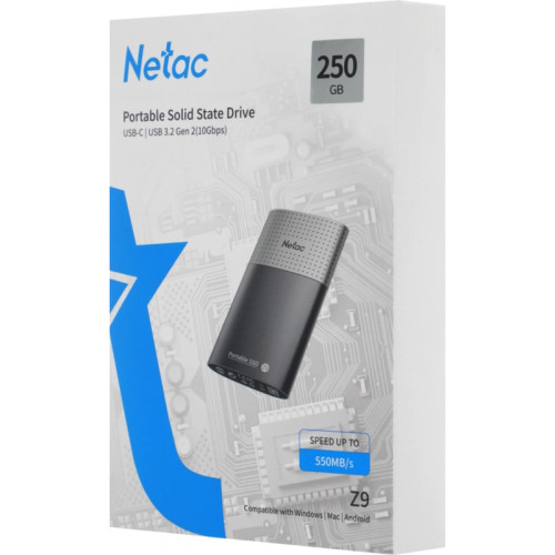 Накопитель SSD Netac USB-C 250Gb NT01Z9-250G-32BK Z9 1.8 Накопитель SSD Netac USB-C 250Gb NT01Z9-250G-32BK Z9 1.8