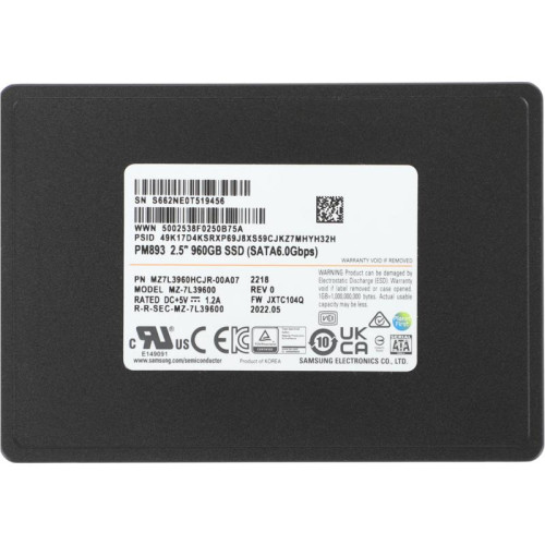 Твердотельный накопитель Samsung SATA-III 960GB MZ7L3960HCJR-00A07 PM893 2.5