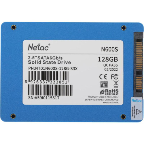 Твердотельный накопитель Netac SATA-III 128GB NT01N600S-128G-S3X N600S 2.5