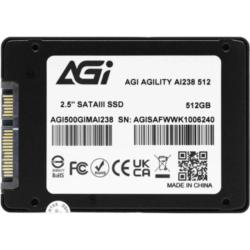 Накопитель SSD AGi SATA-III 512GB AGI500GIMAI238-CB AI238 2.5