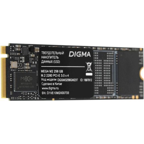 Твердотельный накопитель Digma PCIe 3.0 x4 256GB DGSM3256GM23T Mega M2 M.2 2280 [DGSM3256GM23T]
