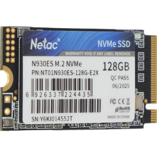 Твердотельный накопитель Netac PCIe 3.0 x2 128GB NT01N930ES-128G-E2X N930ES M.2 2242 [NT01N930ES-128G-E2X]