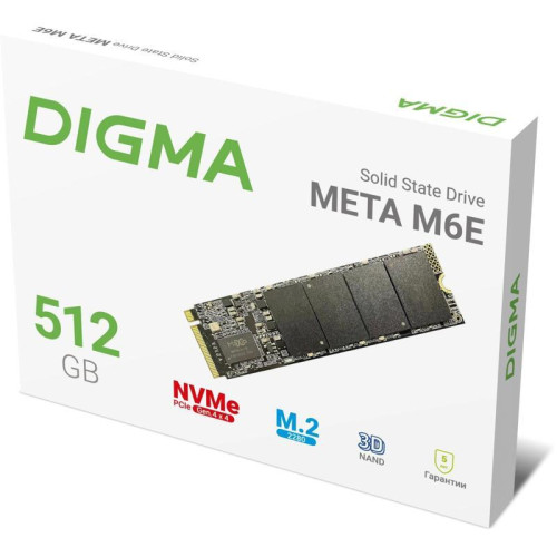 Твердотельный накопитель Digma PCIe 4.0 x4 512GB DGSM4512GM6ET Meta M6E M.2 2280