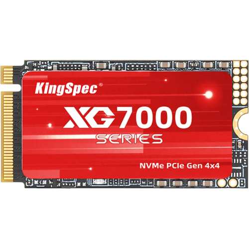 Твердотельный накопитель/ Kingspec SSD XG7000-1TB 2242, 1024GB, M.2(22x42mm), NVMe, PCIe 4.0 x4, 3D NAND, R/W 7200/6600MB/s, IOPs н.д./н.д., TBW 600, DWPD 0.54 (3 года)
