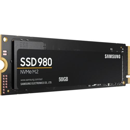 Твердотельные накопители Samsung SSD 980, 500GB, M.2(22x80mm), NVMe 1.4, PCIe 3.0 x4, 3-bit MLC, R/W 3100/2600MB/s, IOPs 400 000/470 000, TBW 300, DWPD 0.33 (12 мес.)