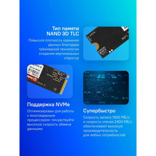 Твердотельный накопитель Kingspec PCIe 3.0 x4 1TB NE-1TB M.2 2280 [NE-1TB]