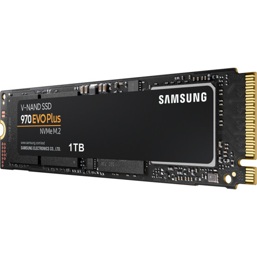 Твердотельные накопители/ Samsung SSD 970 EVO Plus, 1000GB, M.2(22x80mm), NVMe 1.3, PCIe 3.0 x4, 3-bit MLC, R/W 3500/3300MB/s, IOPs 600 000/550 000, DRAM buffer 1024MB, TBW 600, DWPD 0.33 (12 мес.)