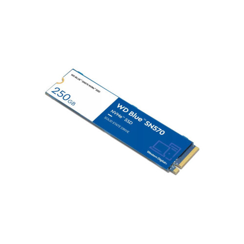 Твердотельный накопитель WD SSD Blue SN570 NVMe, 250GB, M.2(22x80mm), NVMe, PCIe 3.0 x4, 3D TLC, R/W 3300/1200MB/s, IOPs 190 000/210 000, TBW 150, DWPD 0.3 (12 мес.)