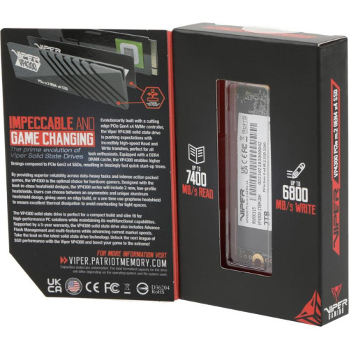 Твердотельный накопитель Patriot PCIe 4.0 x4 2TB VP4300-2TBM28H Viper VP4300 M.2 2280 [VP4300-2TBM28H]