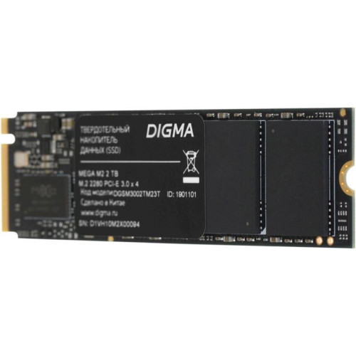 Твердотельный накопитель Digma PCIe 3.0 x4 2TB DGSM3002TM23T Mega M2 M.2 2280 [DGSM3002TM23T]