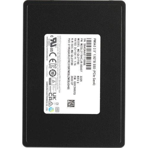 Твердотельный накопитель Samsung PCIe 4.0 x4 1920GB MZQL21T9HCJR-00A07 PM9A3 2.5
