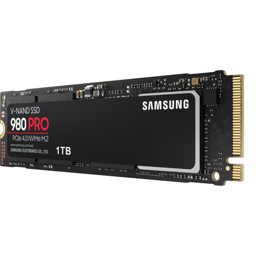 Твердотельные накопители Samsung SSD 980 PRO, 1000GB, M.2(22x80mm), NVMe 1.3c, PCIe 4.0 x4, 3-bit MLC, R/W 7000/5000MB/s, IOPs 1 000 000/1 000 000, DRAM buffer 1024MB, TBW 600, DWPD 0.33, with Heatsink (12 мес.)