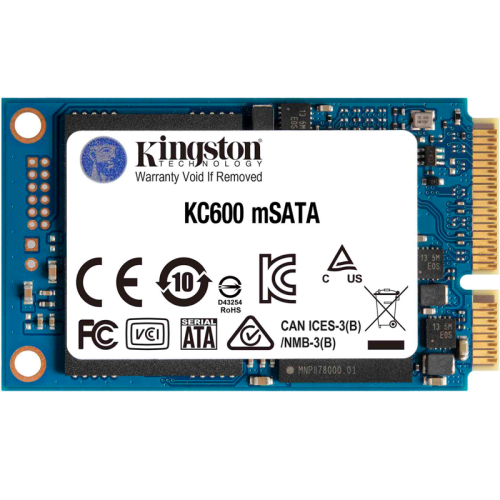 Твердотельный накопитель Kingston SSD KC600, 256GB, mSATA, SATA3, 3D TLC, R/W 550/500MB/s, IOPs 90 000/80 000, DRAM buffer 256MB, TBW 150, DWPD 0.32 (12 мес)