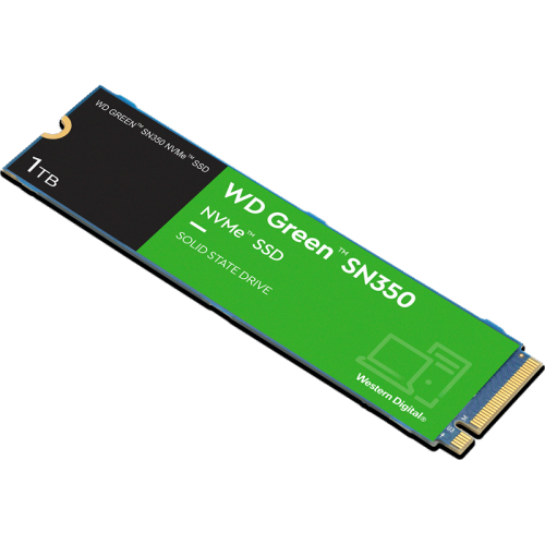 Твердотельный накопитель/ WD SSD Green SN350 NVMe, 1.0TB, M.2(22x80mm), NVMe, PCIe 3.0 x4, QLC, R/W 3200/2500MB/s, IOPs 300 000/400 000, TBW 100, DWPD 0.1 (12 мес.)