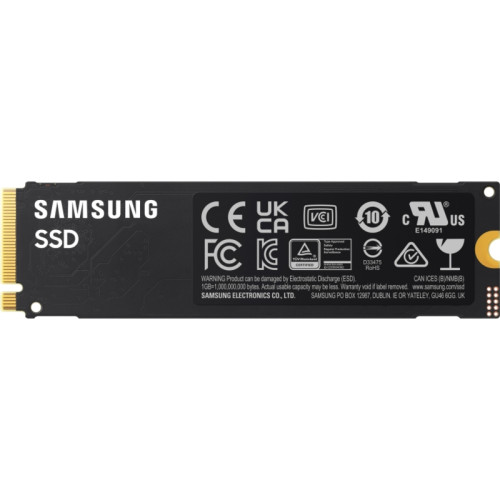 Твердотельные накопители/ Samsung SSD 990, 1000GB, M.2(22x80mm), NVMe 2.0, PCIe 4.0 x4, V-NAND TLC, R/W 7150/6450MB/s, IOPs 700 000/1 100 000, TBW 400, DWPD 0.33 (12 мес.)