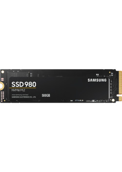 Твердотельные накопители Samsung SSD 980, 500GB, M.2(22x80mm), NVMe 1.4, PCIe 3.0 x4, 3-bit MLC, R/W 3100/2600MB/s, IOPs 400 000/470 000, TBW 300, DWPD 0.33 (12 мес.)