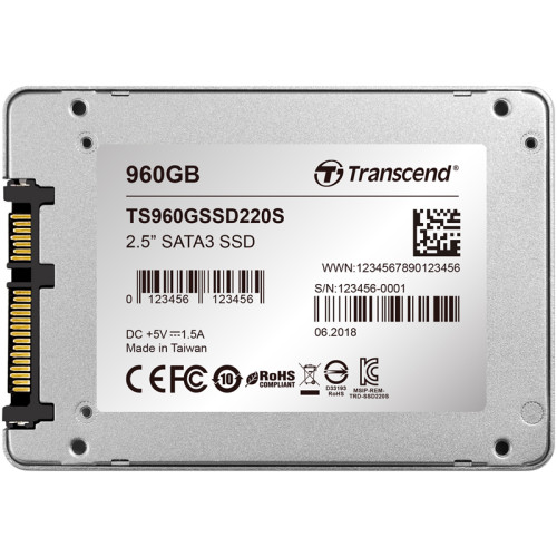 Твердотельный накопитель/ Transcend SSD SSD220S, 960GB, 2.5