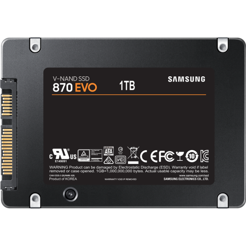 Твердотельный накопитель Samsung SSD 1TB 870 EVO, V-NAND 3-bit MLC, MGX, 2.5'' SATA 6Gb/s, R560/W530, IOPs 98000/88000