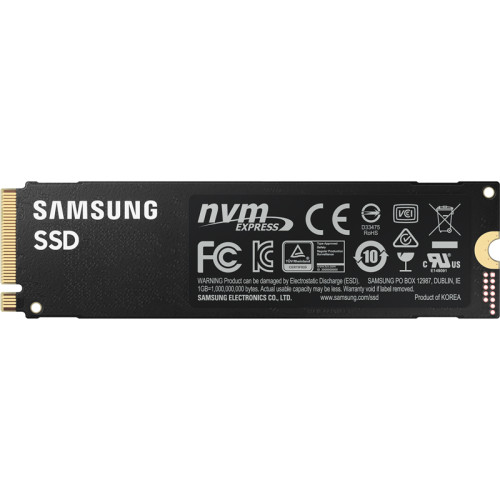 Твердотельные накопители/ Samsung SSD 980 PRO, 1000GB, M.2(22x80mm), NVMe 1.3c, PCIe 4.0 x4, 3-bit MLC, R/W 7000/5000MB/s, IOPs 1 000 000/1 000 000, DRAM buffer 1024MB, TBW 600, DWPD 0.33 (12 мес.)