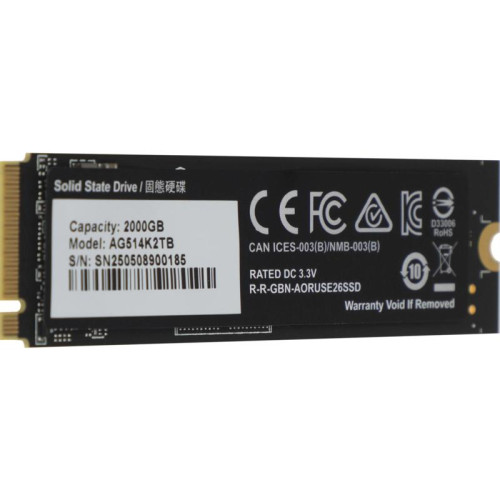 Твердотельный накопитель SSD Gigabyte 2TB M.2 2280 AORUS Gen5 14000 AG514K2TB PCI-Express 5.0x4, NVMe 2.0, 3D TLC NAND, 1400TBW