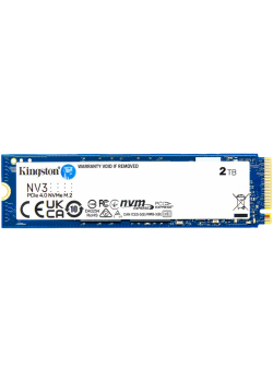 Твердотельный накопитель/ Kingston SSD NV3, 2000GB, M.2(22x80mm), NVMe, PCIe 4.0 x4, 3D TLC, R/W 6000/5000MB/s, TBW 640, DWPD 0.3 (3 года)
