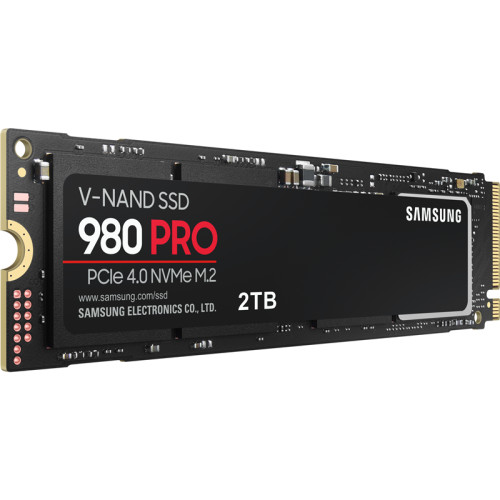 Твердотельные накопители/ Samsung SSD 980 PRO, 2000GB, M.2(22x80mm), NVMe 1.3c, PCIe 4.0 x4, 3-bit MLC, R/W 7000/5000MB/s, IOPs 1 000 000/1 000 000, DRAM buffer 2048MB, TBW 1200, DWPD 0.33 (12 мес.)