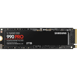 Твердотельные накопители Samsung SSD 990 PRO, 2000GB, M.2(22x80mm), NVMe 2.0, PCIe 4.0 x4, V-NAND TLC, R/W 7450/6900MB/s, IOPs 1 400 000/1 550 000, DRAM buffer 2048MB, TBW 1200, DWPD 0.33 (12 мес.)