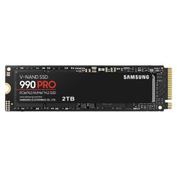 Твердотельный накопитель/ Samsung SSD 990 PRO, 2000GB, M.2(22x80mm), NVMe 2.0, PCIe 4.0 x4, V-NAND TLC, R/W 7450/6900MB/s, IOPs 1 400 000/1 550 000, DRAM buffer 2048MB, TBW 1200, DWPD 0.33, with Heatsink (12 мес.)