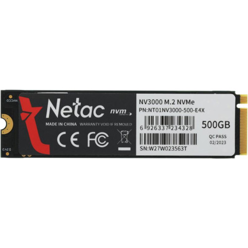 Твердотельный накопитель Netac PCIe 3.0 x4 500GB NT01NV3000-500-E4X NV3000 M.2 2280 [NT01NV3000-500-E4X]