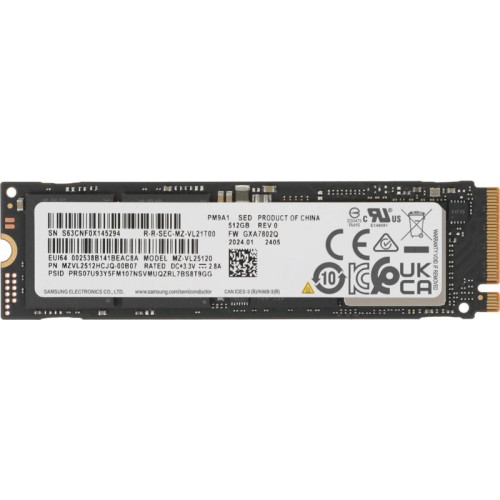 Твердотельный накопитель Samsung PCIe 4.0 x4 512GB MZVL2512HCJQ-00B07 PM9A1 M.2 2280