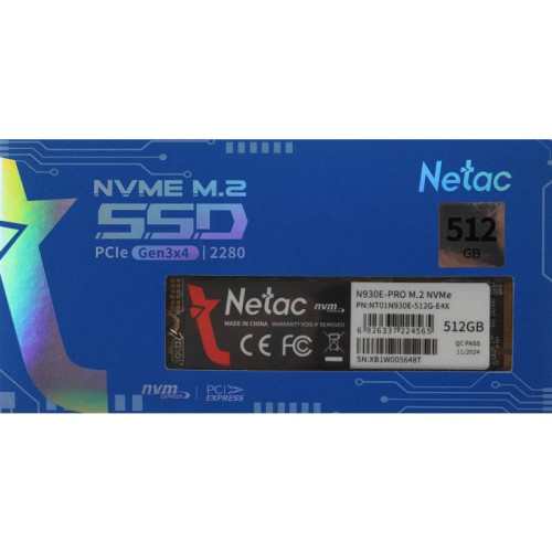 Твердотельный накопитель Netac PCIe 3.0 x4 512GB NT01N930E-512G-E4X N930E Pro M.2 2280 [NT01N930E-512G-E4X]