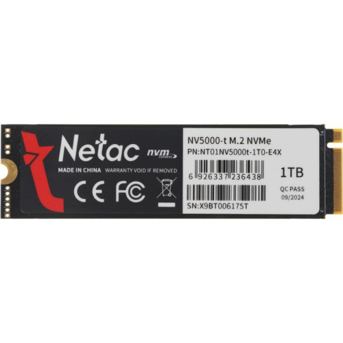 Твердотельный накопитель Netac PCIe 4.0 x4 1TB NT01NV5000T-1T0-E4X NV5000t M.2 2280 [NT01NV5000T-1T0-E4X]