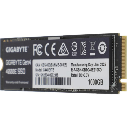 Твердотельный накопитель SSD Gigabyte M.2 2280 1TB Gen4 4000E SSD PCI Express 4.0x4, NVMe 1.4, 4000/3900, MTBF 1.5M, 3D NAND, 320TBW, RTL