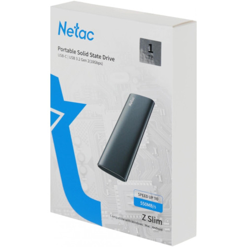 Накопитель SSD Netac USB-C 1Tb NT01ZSLIM-001T-32BK Z Slim 1.8 Накопитель SSD Netac USB-C 1Tb NT01ZSLIM-001T-32BK Z Slim 1.8