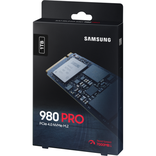 Твердотельные накопители Samsung SSD 980 PRO, 1000GB, M.2(22x80mm), NVMe 1.3c, PCIe 4.0 x4, 3-bit MLC, R/W 7000/5000MB/s, IOPs 1 000 000/1 000 000, DRAM buffer 1024MB, TBW 600, DWPD 0.33, with Heatsink (12 мес.)